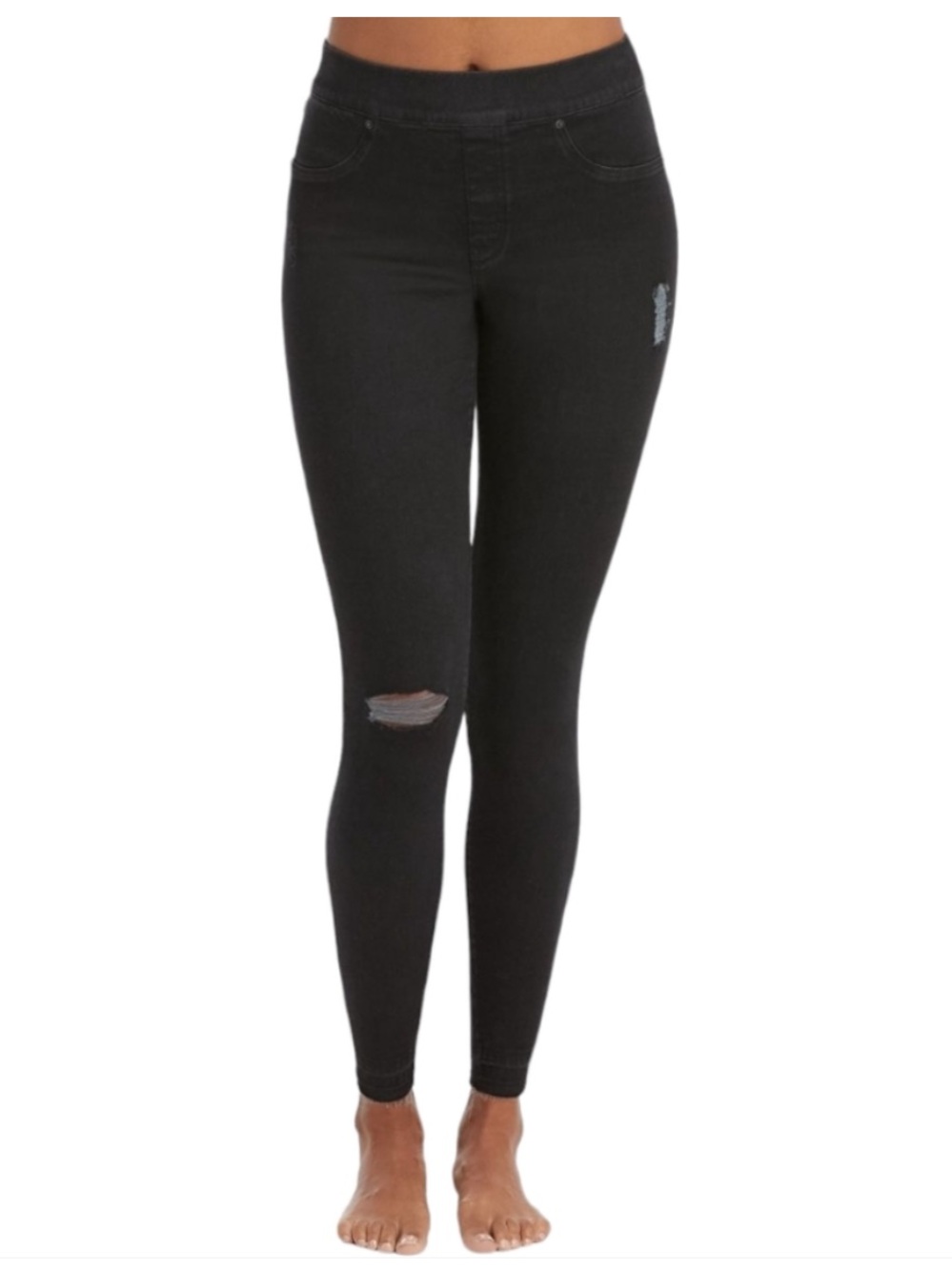 Spanx Distressed Skinny Jeans “Vintage Black” Pull On Stretch NWT - Size Small